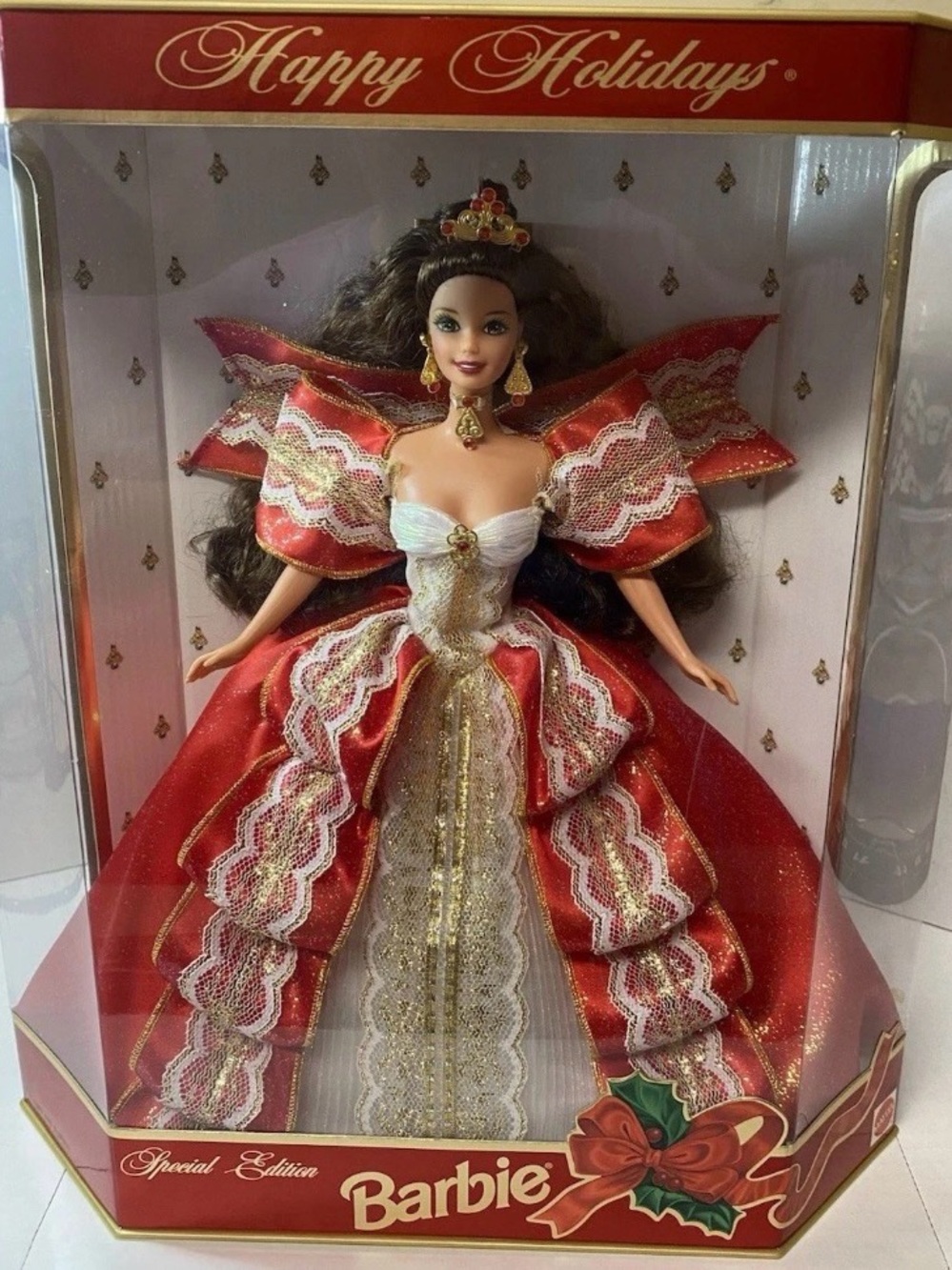 1997 Happy Holidays Barbie Doll - 10th Anniversary Special Edition - Brunette - Picture 3 of 9